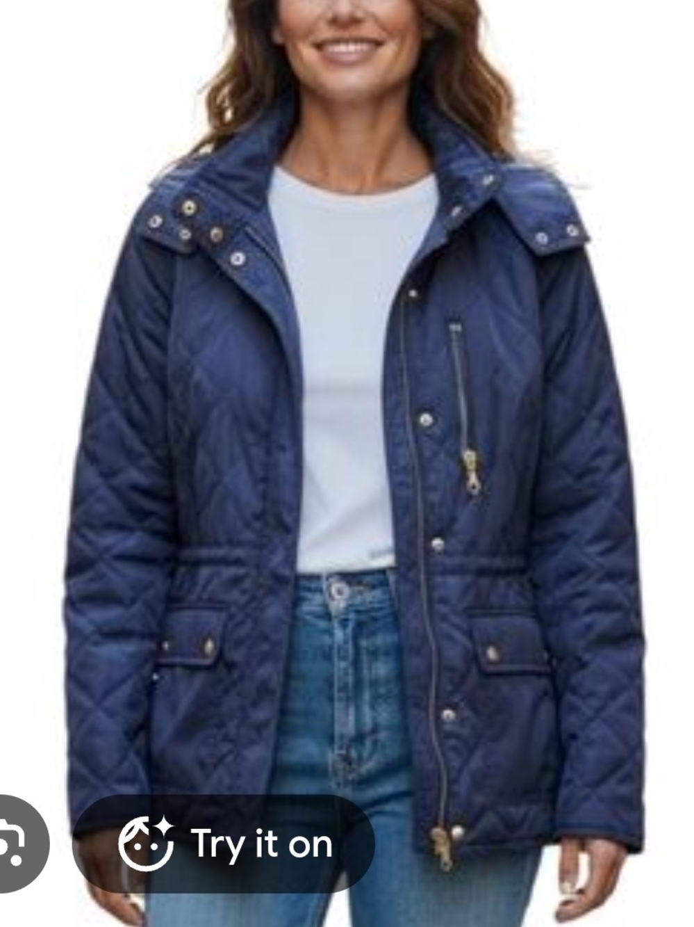 Old Navy Quilted Navy Puffer Jacket with Zip Chest Pocket